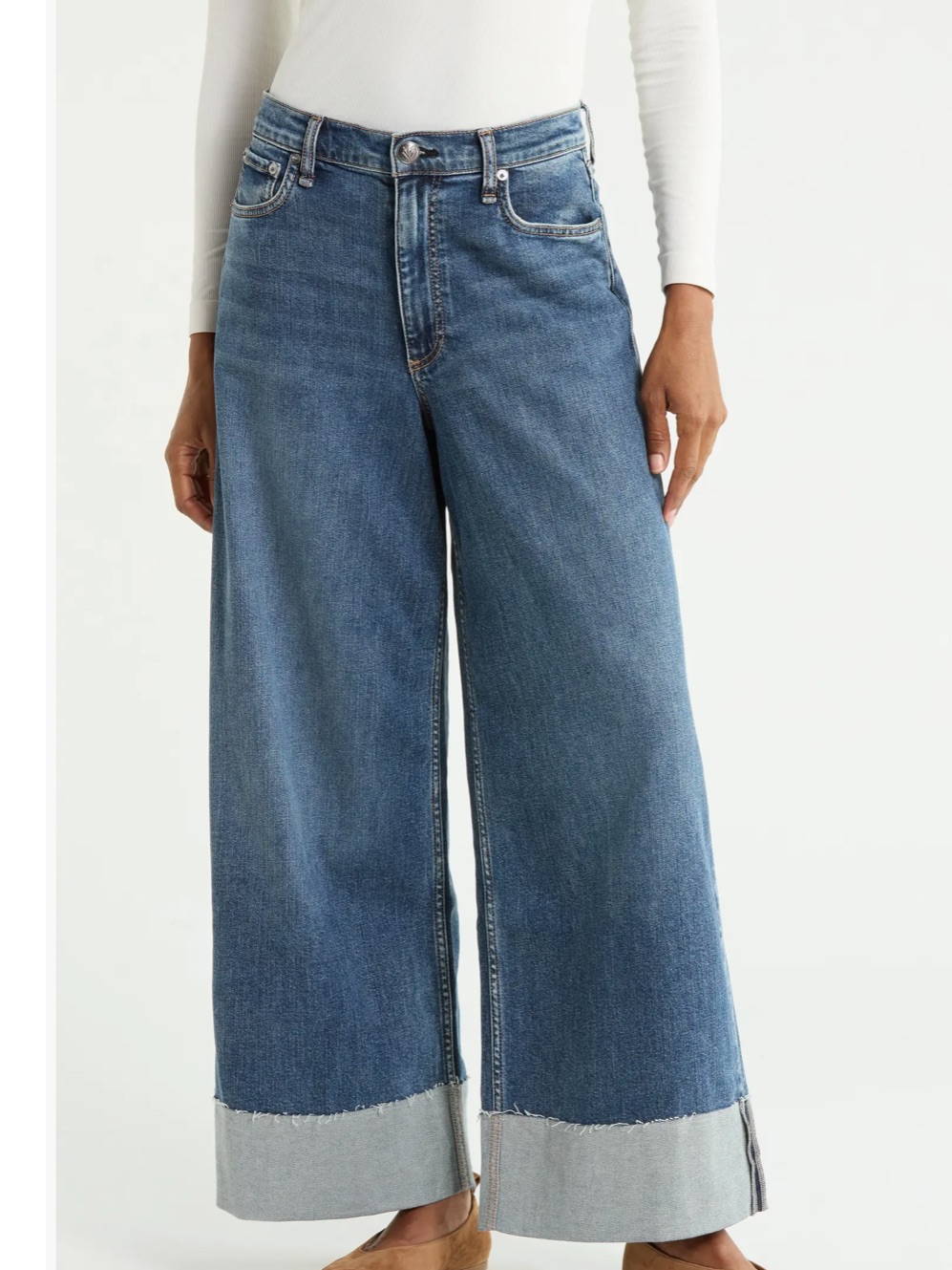 Rag & Bone Sofie High Waist Cuffed Wide Leg Jeans 25